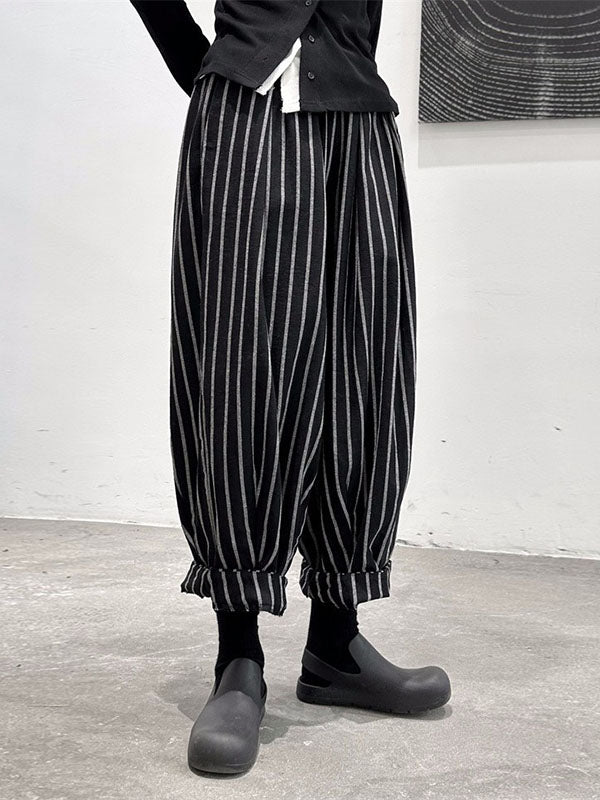 Split-Joint Cool Pattern High-Waisted Striped Pants Harem FashionChic