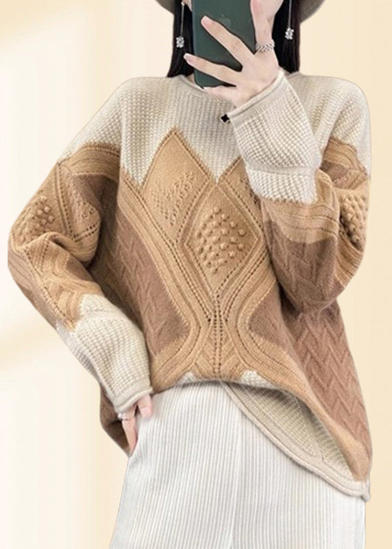 Beautiful Green O-Neck Plaid Cotton Knit Sweaters Fall QP018 OL-NTP241001