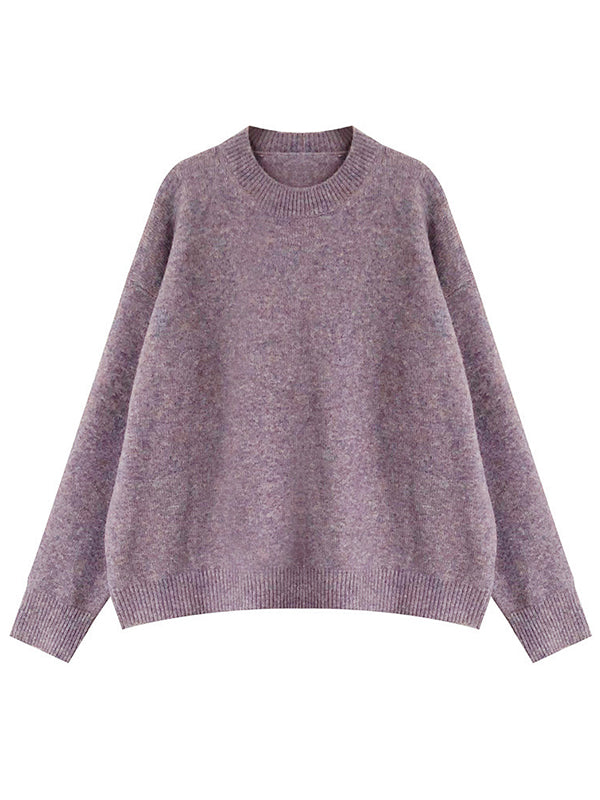 Dreamy Loose Purple Round-Neck Long Sleeves Sweater QX008 shopify