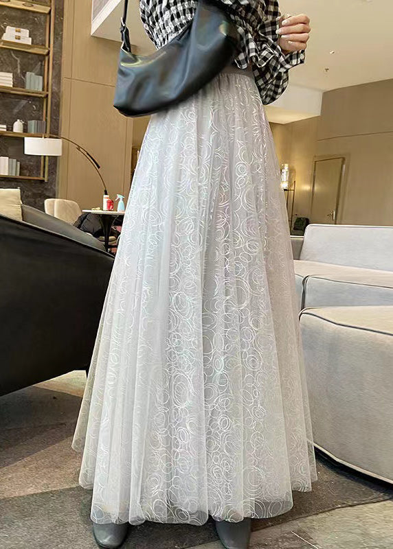New Apricot Wrinkled Print High Waist Tulle Skirts Summer TT1033 shopify