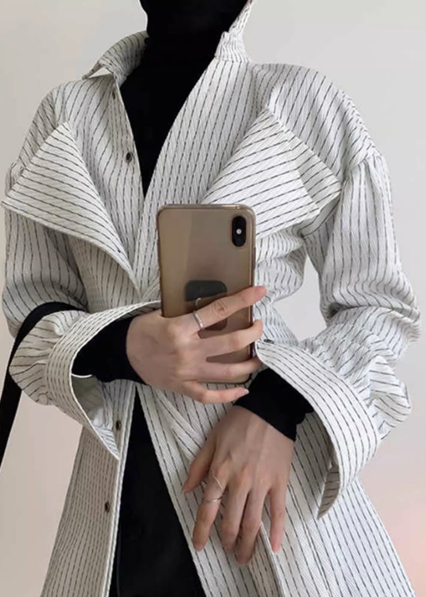 White Striped Design Shirt Original Art Cotton Button Spring FashionChic