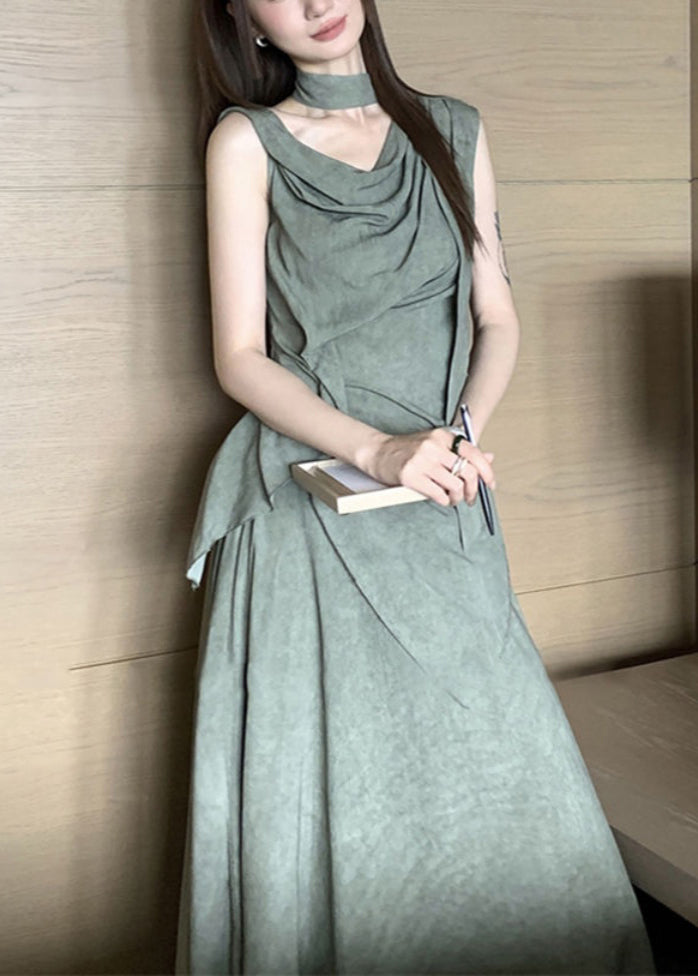 Style Green Asymmetrical Cotton Women Sets 2 Pieces Summer EE026 shopify