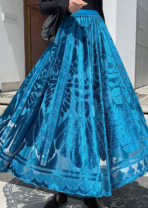 Blue Jacquard Velour pleated skirt Winter AJ1010 shopify