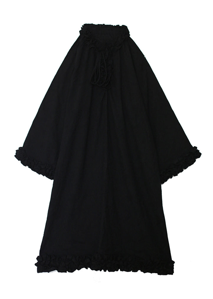 Design Black Ruffled Dress Original Cotton Patchwork Spring FashionChic