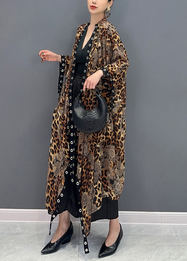 2024 Summer Leopard Cardigan Asymmetrical Design Long Sleeve AO1062 JDML-CDG240909