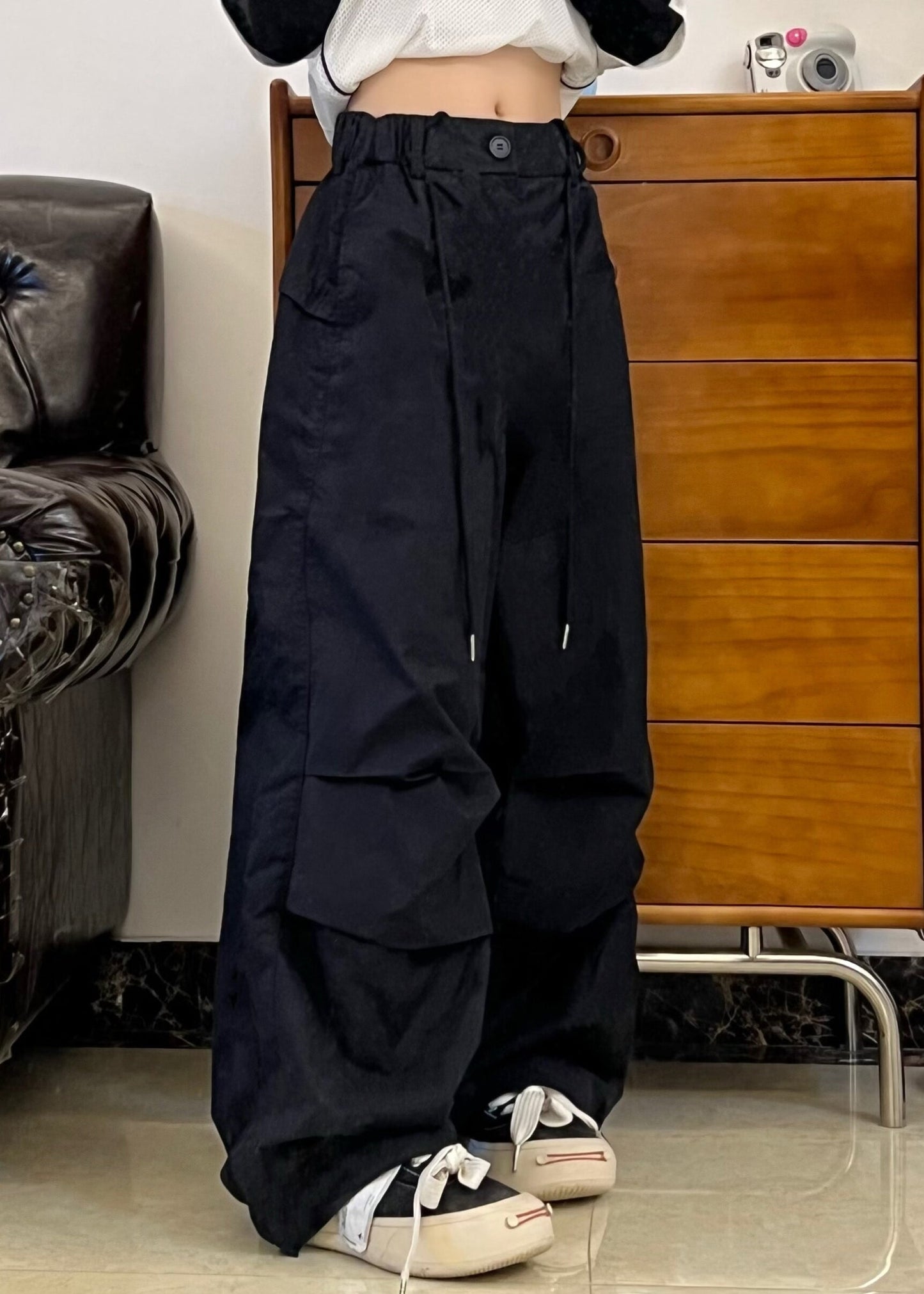 American Style Brown Pockets Wrinkled Cotton Pants Fall WP026 NZ-LPTS241107