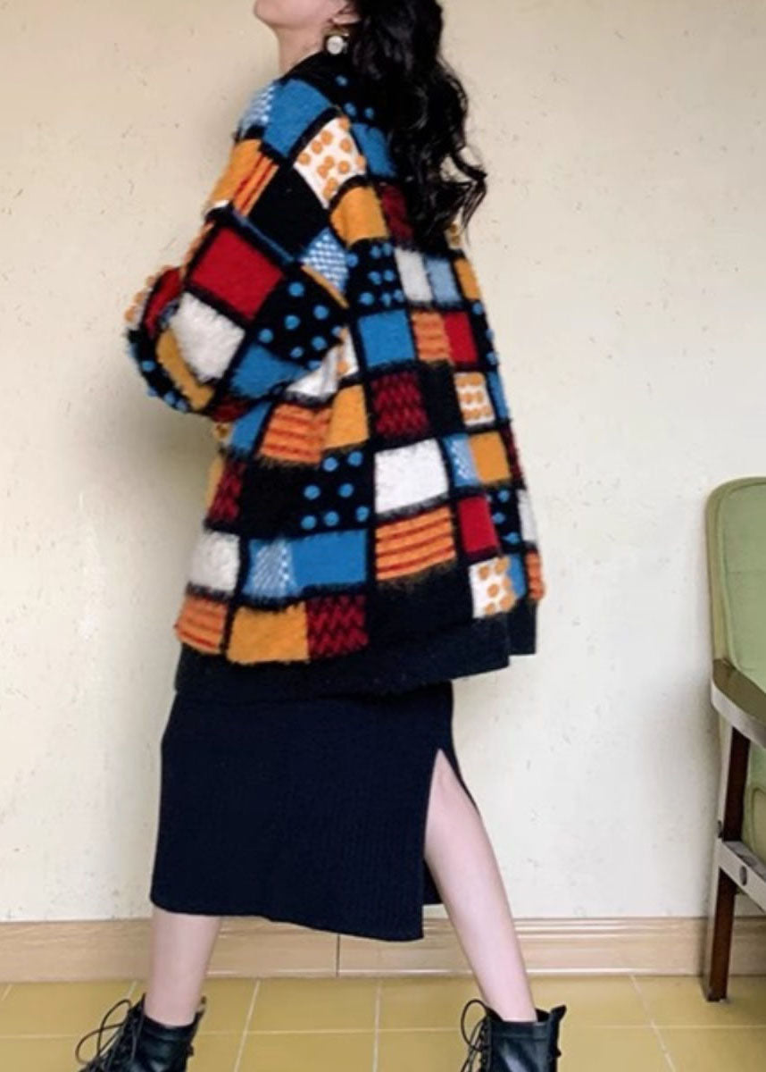 American Style V Neck Plaid Button Woolen Cardigan Fall WE028 HS-NCT241028