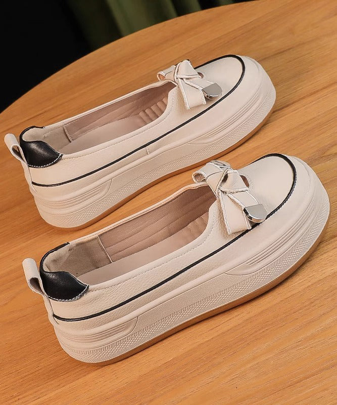 Bow Comfortable Splicing Casual Shoes Apricot Platform FashionChic
