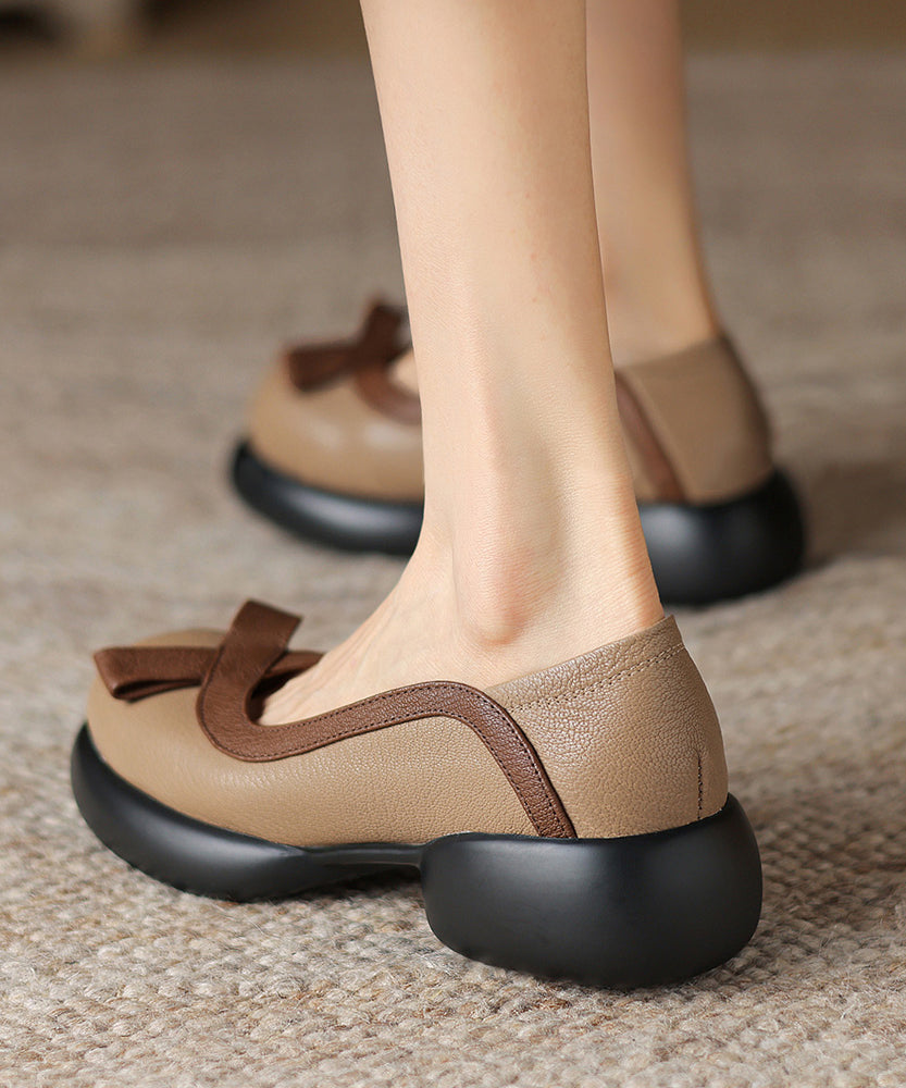 Apricot Sheepskin Splicing Comfortable Platform Loafers WT024 shoe-PDX241030