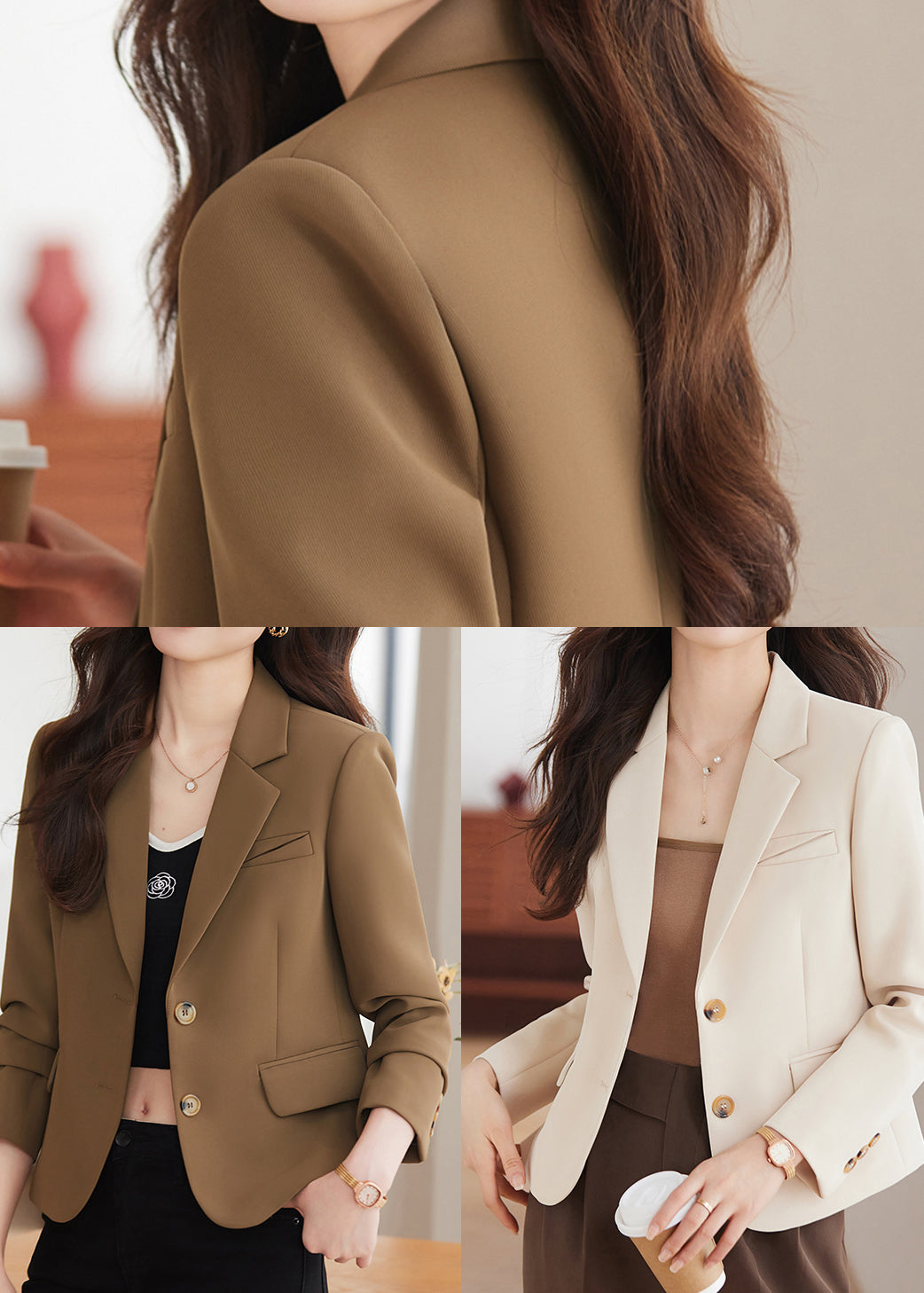Apricot Silm Fit Formal Coats Notched Collar Spring YJ013 ABC