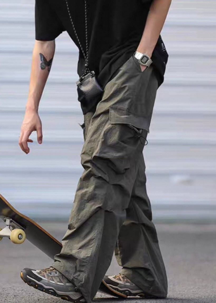 Army Casual Cotton Pants Pockets Drawstring Men Summer Green FashionChic