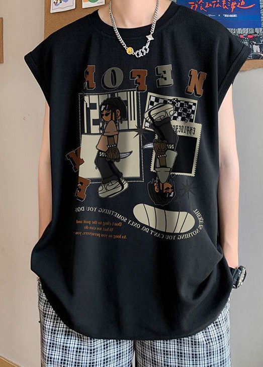 Apricot T Sleeveless Art Cotton Print Men Shirt FashionChic