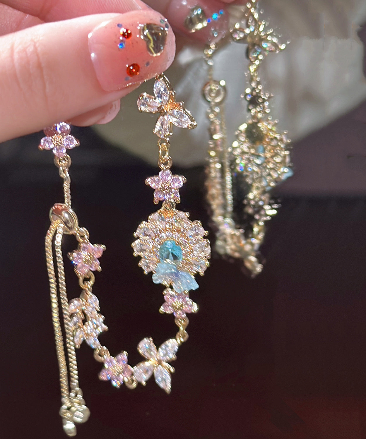 Art Colorblock Crystal Zircon Butterfly Floral Charm Bracelet GH1007 Ada Fashion