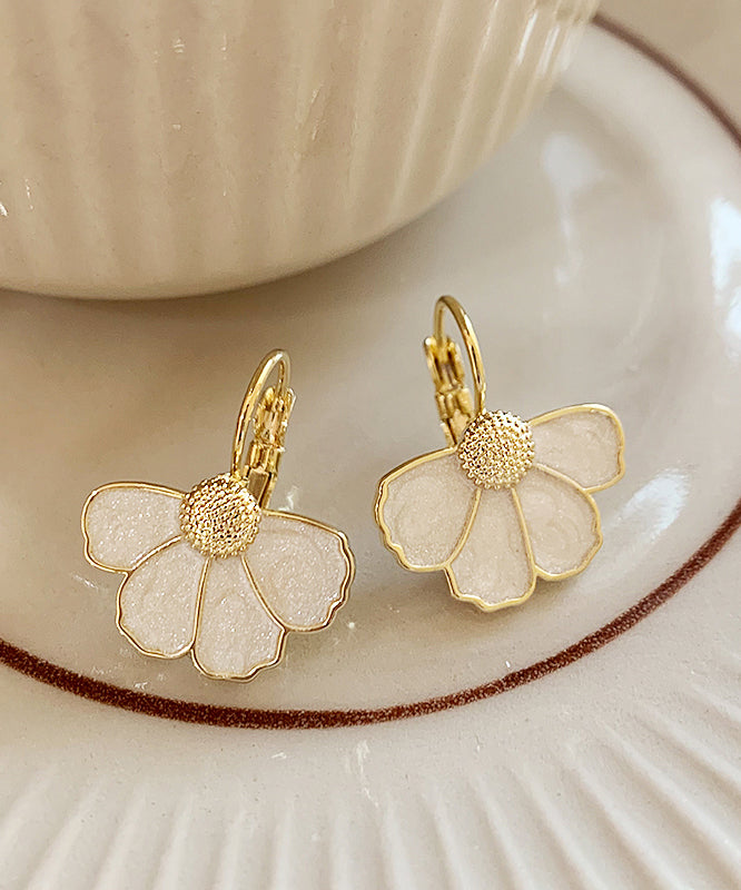 Art Alloy Drop Earrings Copper Gold Petal FashionChic