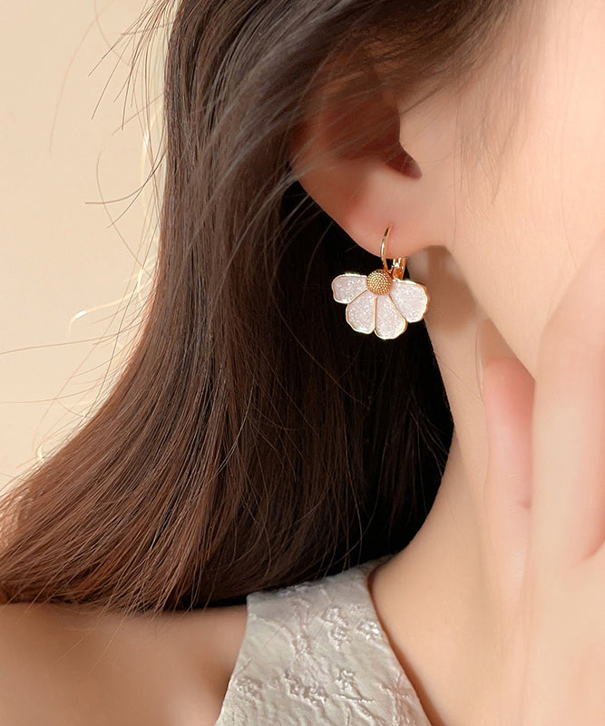 Art Alloy Drop Earrings Copper Gold Petal FashionChic