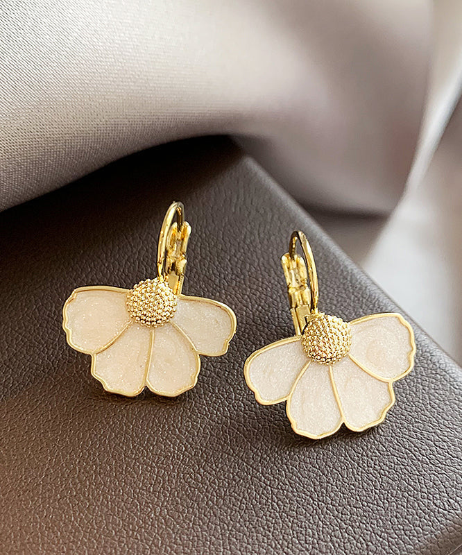 Art Alloy Drop Earrings Copper Gold Petal FashionChic