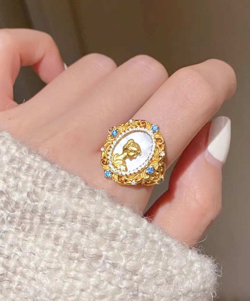 Art Sterling Zircon Gold Silver Rings Overgild FashionChic