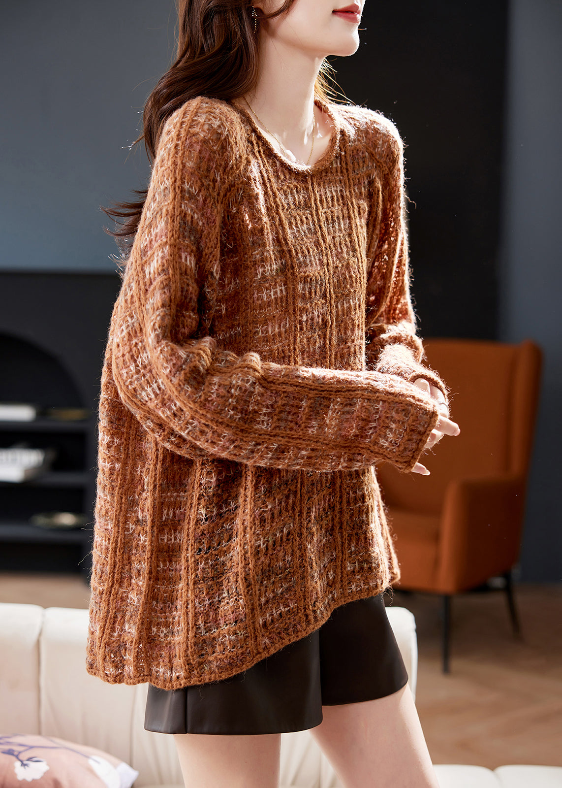 Art Cotton Sweaters Batwing Hollow Cozy Sleeve Out Green Knit FashionChic