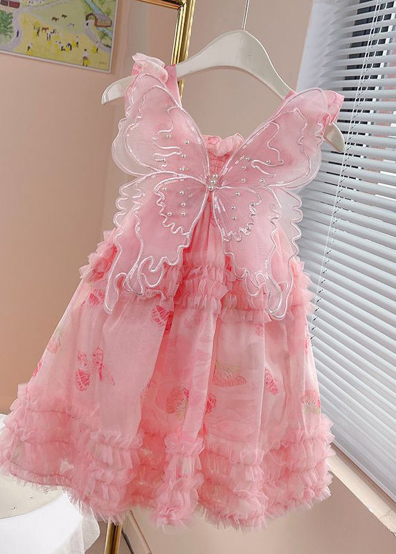 Art Green Square Collar Print Wrinkled Tulle Girls Long Dress Sleeveless EW023 WS-JRTZSDL240810