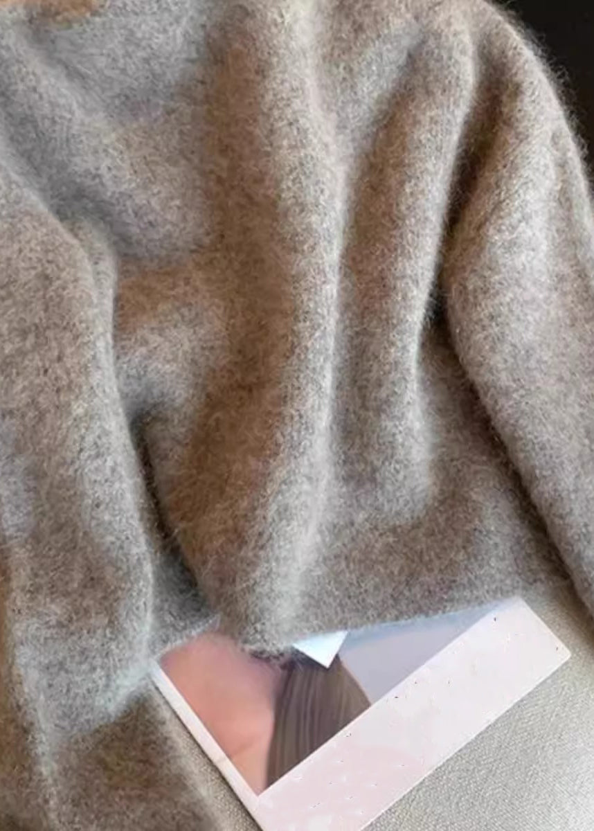 Art Grey Zip Up Double Breast Knit Coats Spring YW049 ABC