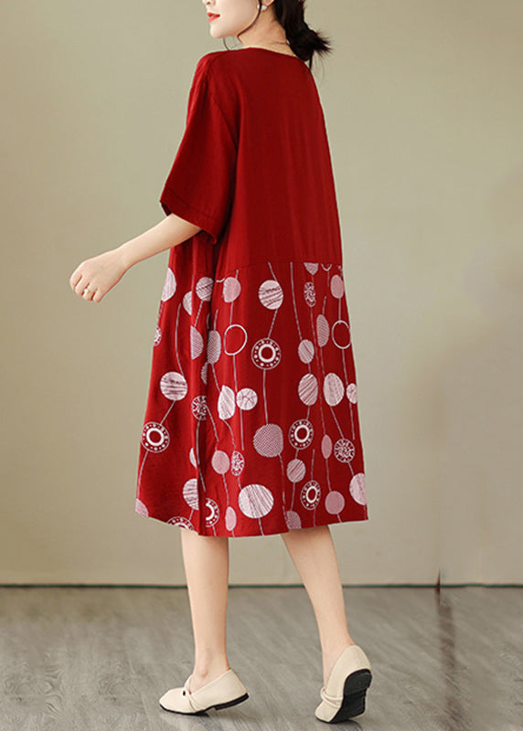 Art Red Dot Patchwork Maxi Dress Summer GH1068 Ada Fashion