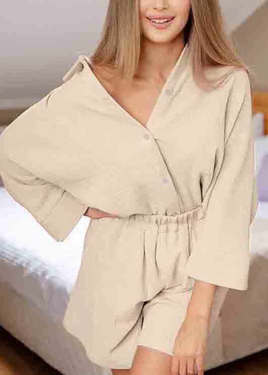 Solid Color Shorts Set Shirts Oversized Two And Pieces Art Cotton FashionChic