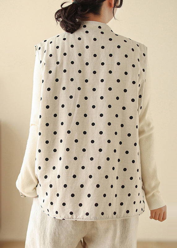 Art White Dot Chinese Button Fine Cotton Filled Vests Spring TM014 ABC