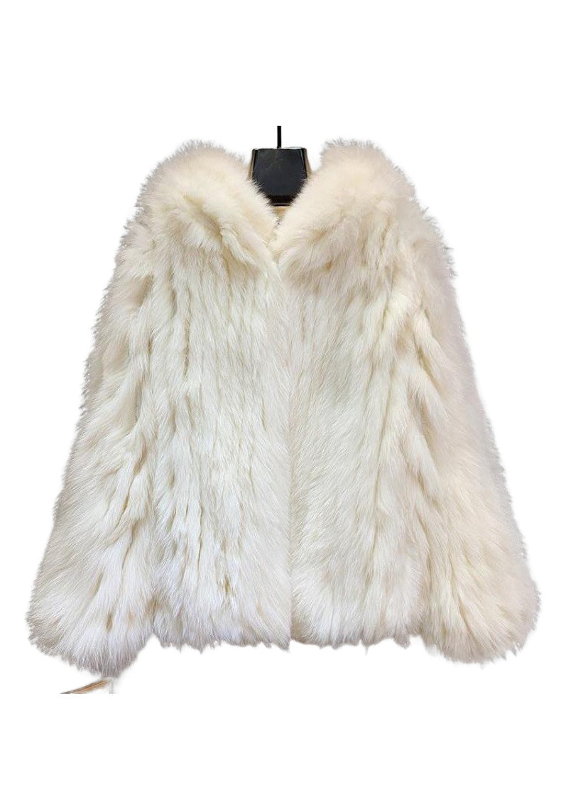 Art White Oversized Faux Fur Hooded Coat Winter YU026 ABC