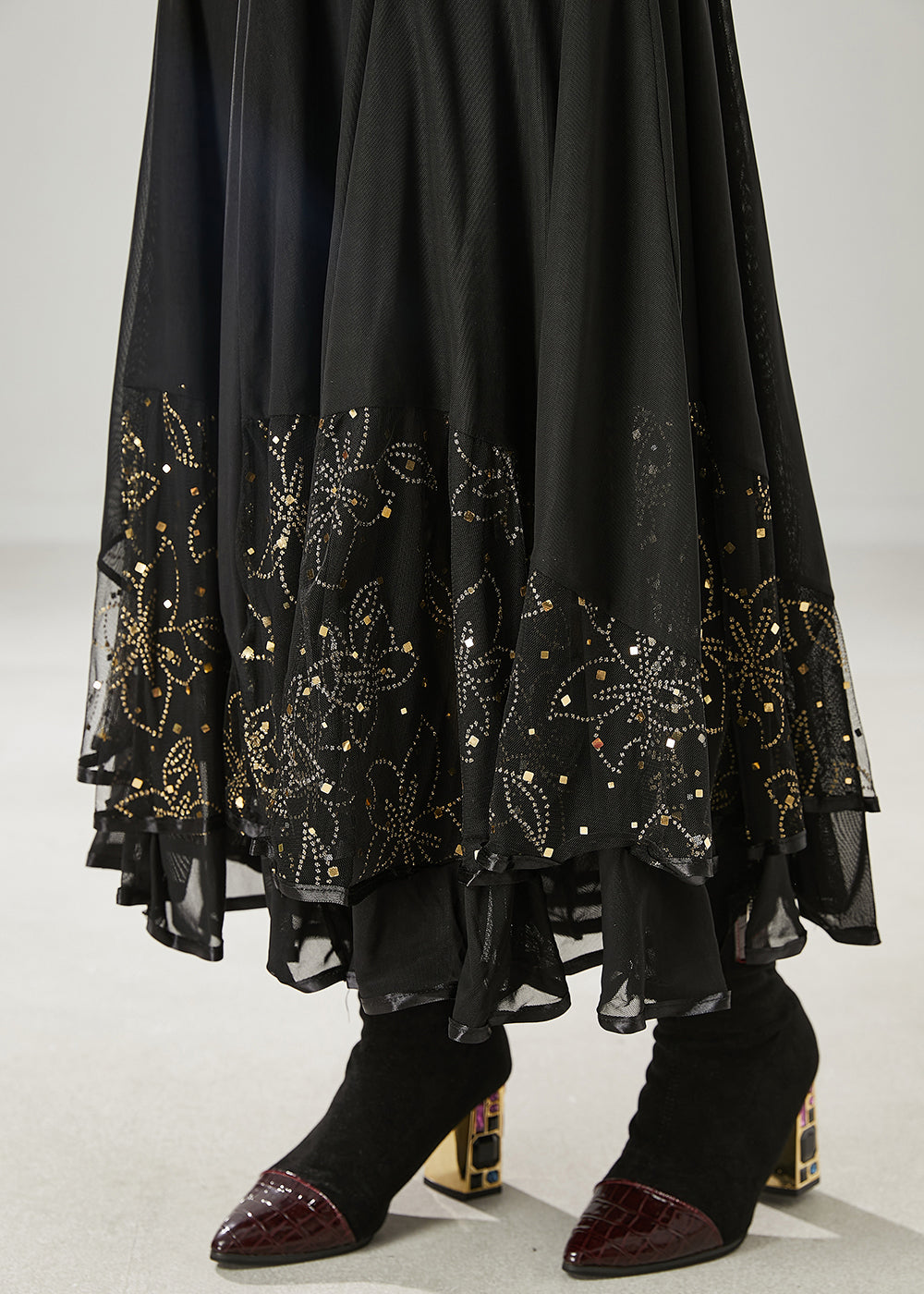 Beautiful Black Exra Large Hem Chiffon Dance Skirts Spring YU1010 Ada Fashion