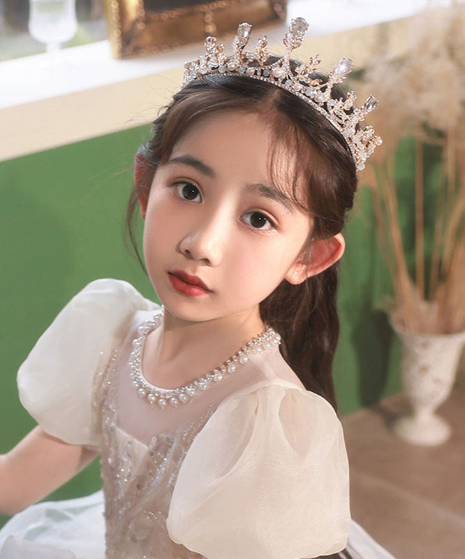 Beautiful Champagne Crystal Zircon Kids Crown IU038 TZ-FQ-HAI240802