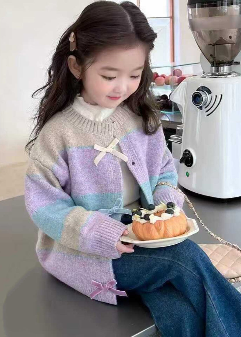 Beautiful Colorblock O-Neck Button Cotton Knit Girls Cardigan Winter WL045 MM-RCTZ-NCGT241120