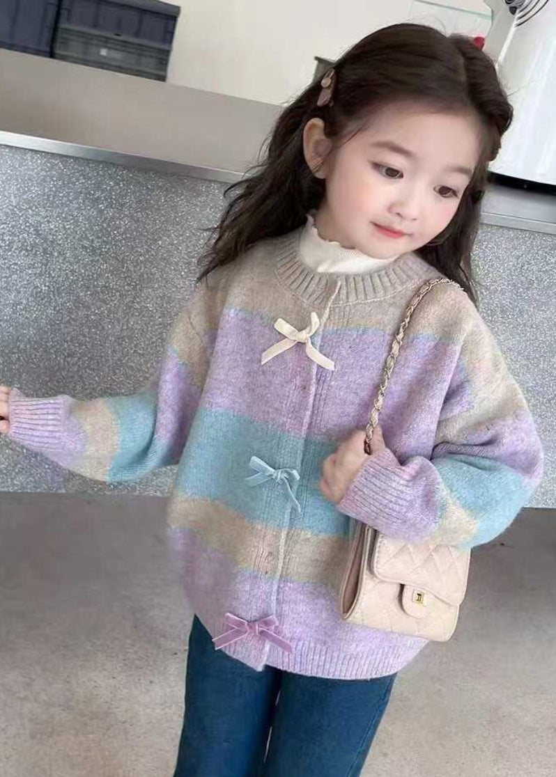 Beautiful Colorblock O-Neck Button Cotton Knit Girls Cardigan Winter WL045 MM-RCTZ-NCGT241120