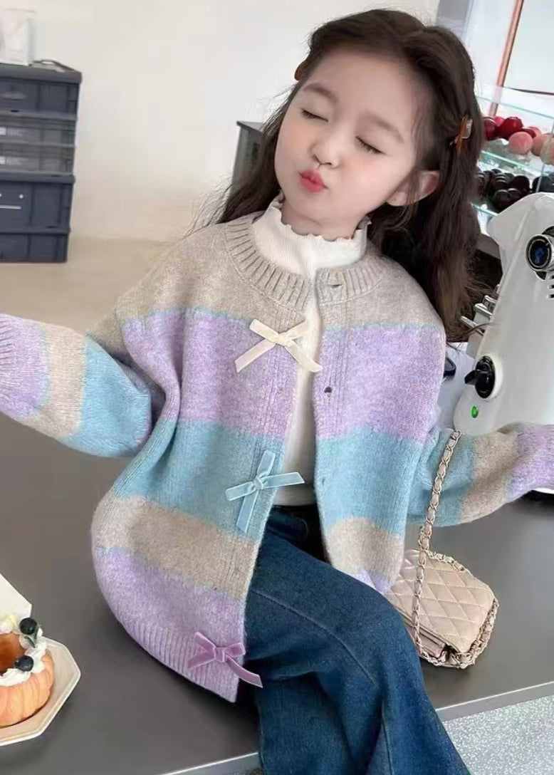 Beautiful Colorblock O-Neck Button Cotton Knit Girls Cardigan Winter WL045 MM-RCTZ-NCGT241120