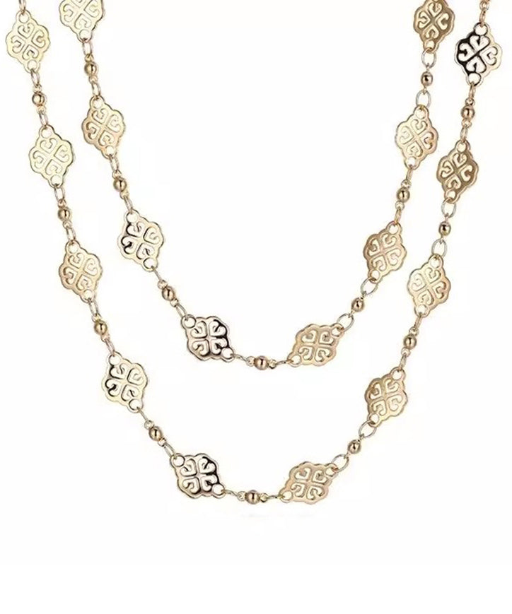 Hollow Beautiful Overgild Gold Copper Out Carving Necklace FashionChic