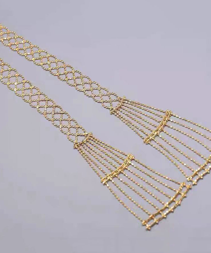 Beautiful Gold Sterling Silver Overgild Chain Hollow Out Necklace YU011 ABC