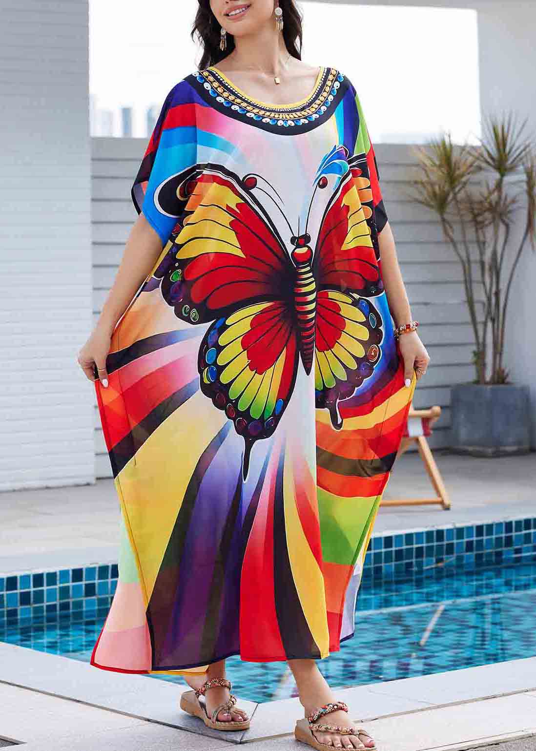 Chiffon Vacation Print Oversized Summer Beautiful Dress FashionChic