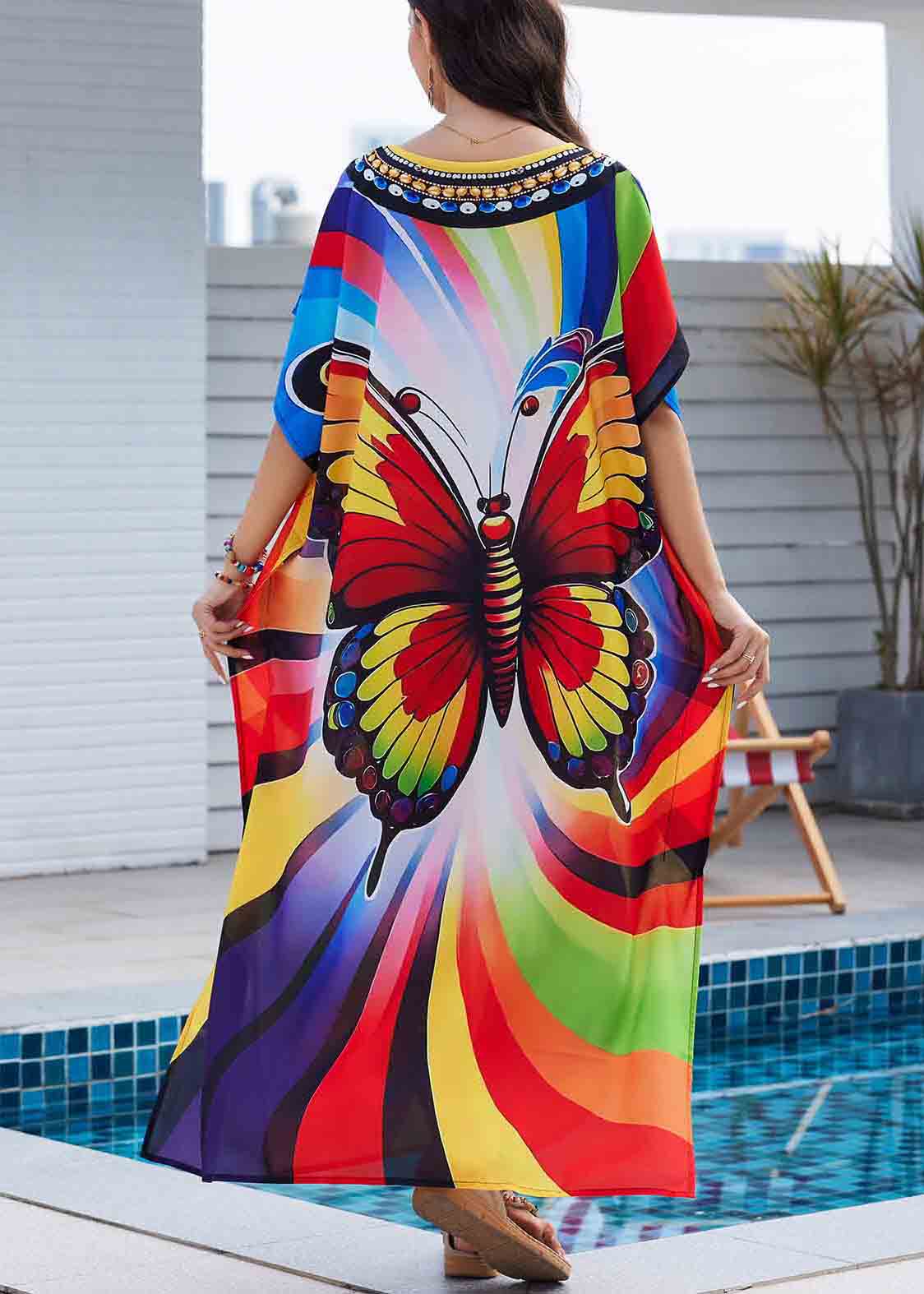 Chiffon Vacation Print Oversized Summer Beautiful Dress FashionChic