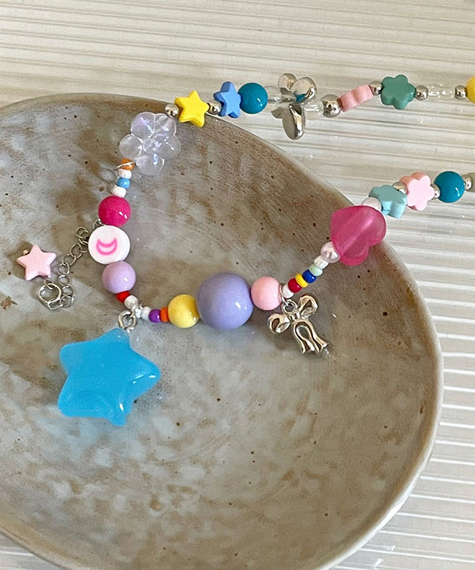Beads Resin Beautiful Copper Rainbow Pendant Necklace Love Tassel FashionChic