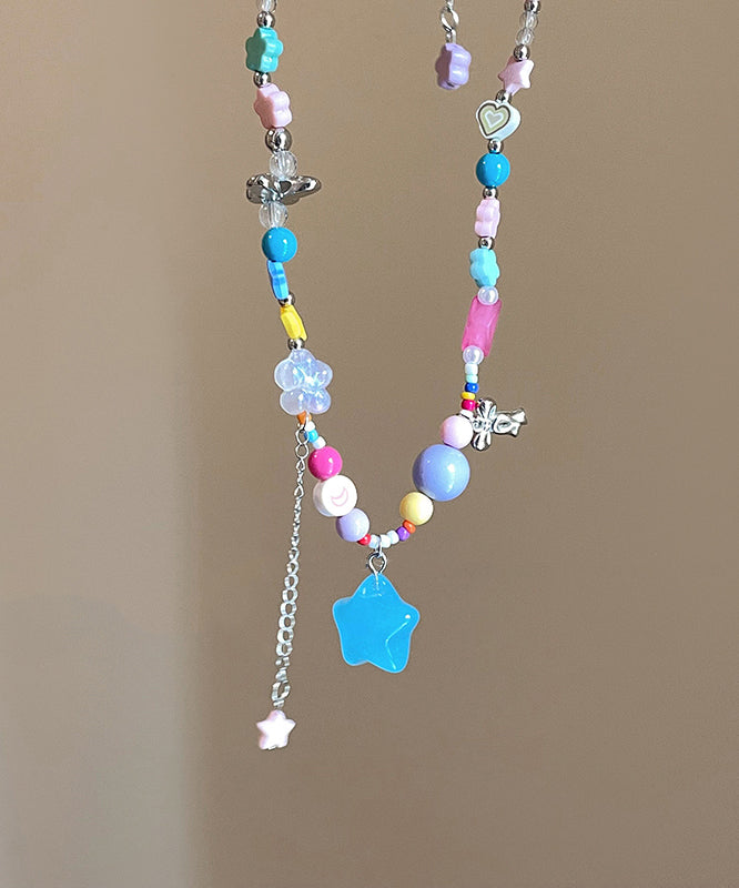 Beads Resin Beautiful Copper Rainbow Pendant Necklace Love Tassel FashionChic