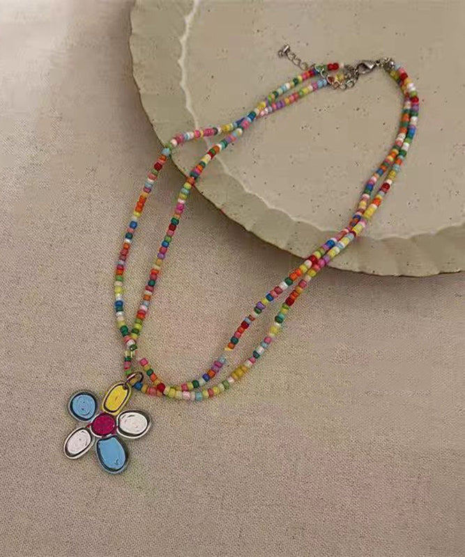 Beautiful Double Beading Alloy Floral Layer Rainbow FashionChic