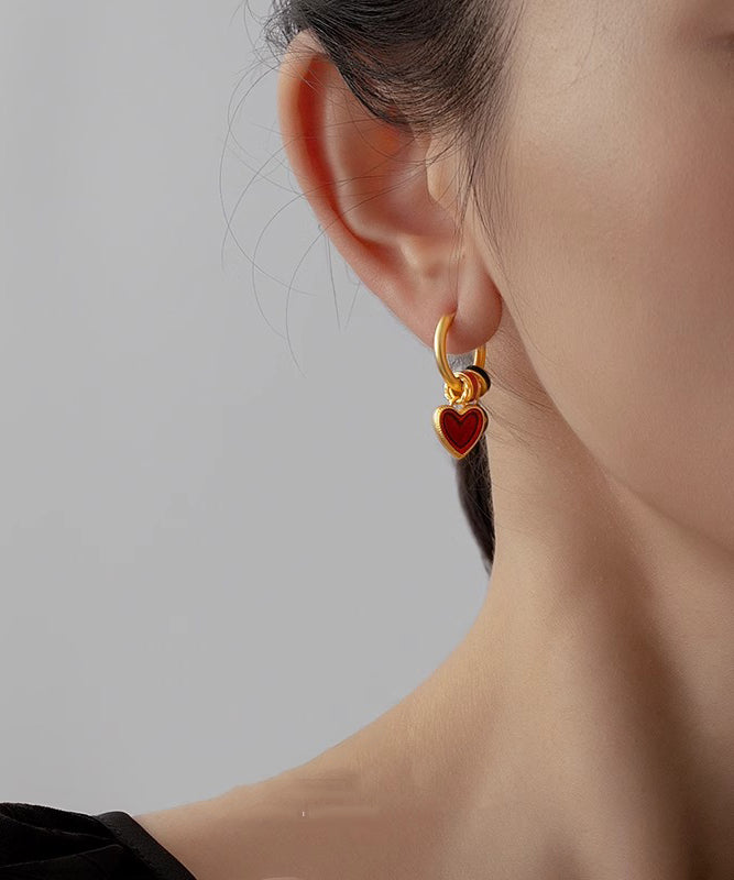 Beautiful Rainbow Sterling Silver Overgild Love Tassel Hoop Earrings YD025 ABC