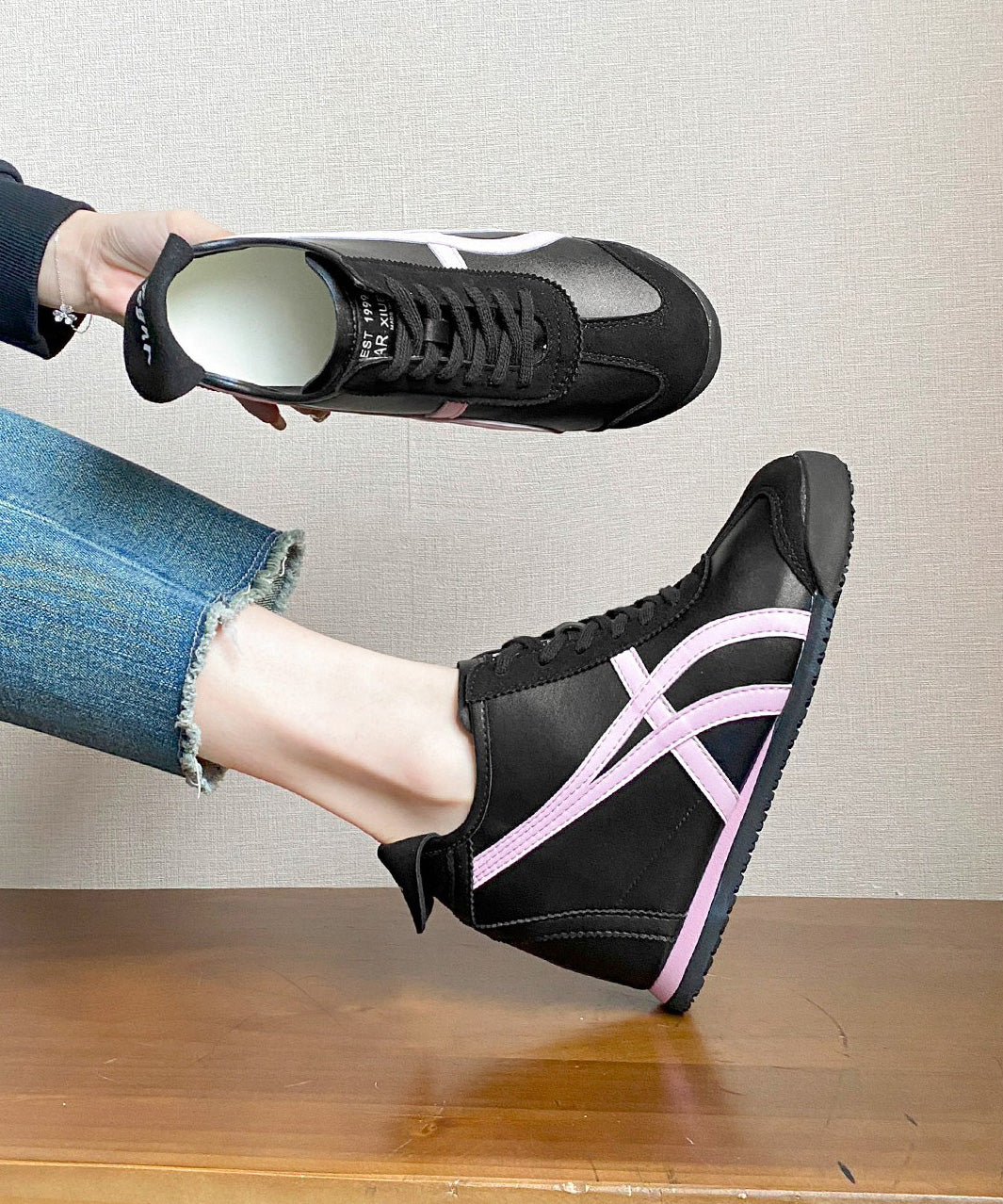 Splicing High Wedge Heels Leather Faux Shoes Beautiful Pink FashionChic