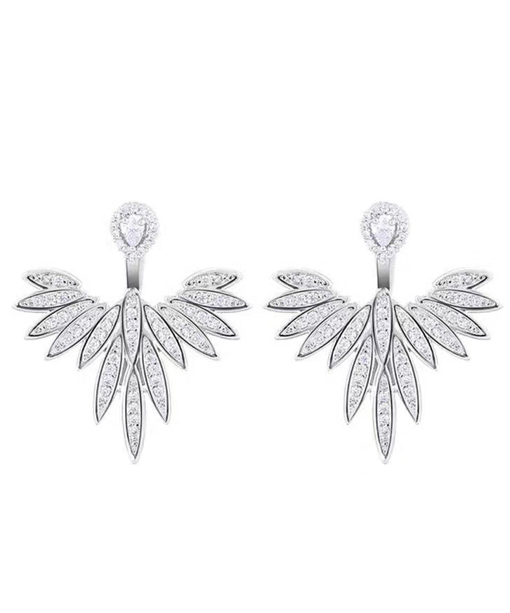 Beautiful White Sterling Silver Sunflower Zircon Stud Earrings MM084 JEW-EAR240620