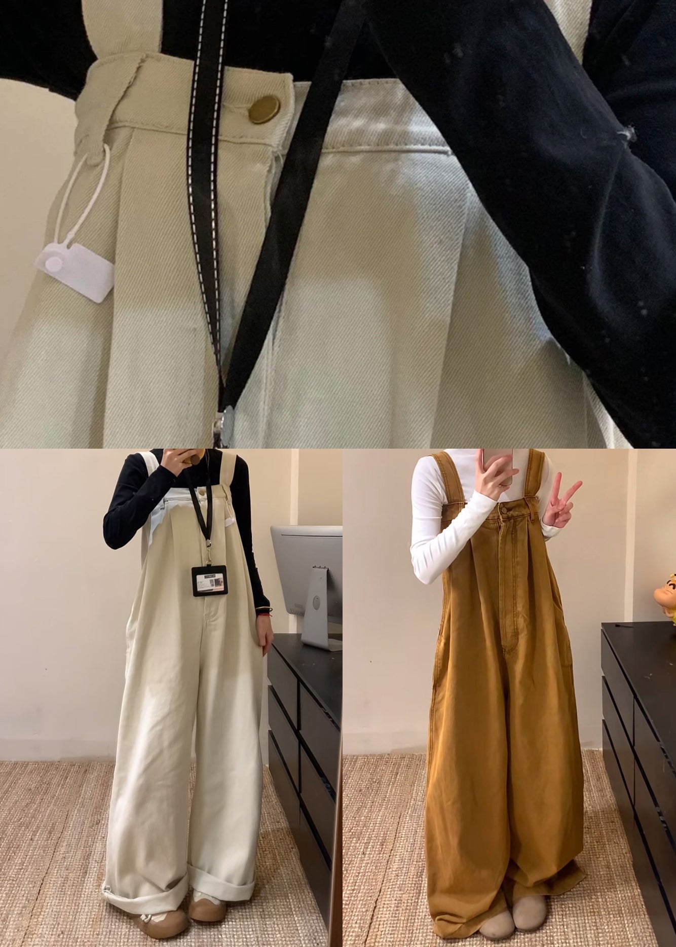 Waist Jumpsuit Solid Wide Denim Summer High Beige Leg FashionChic