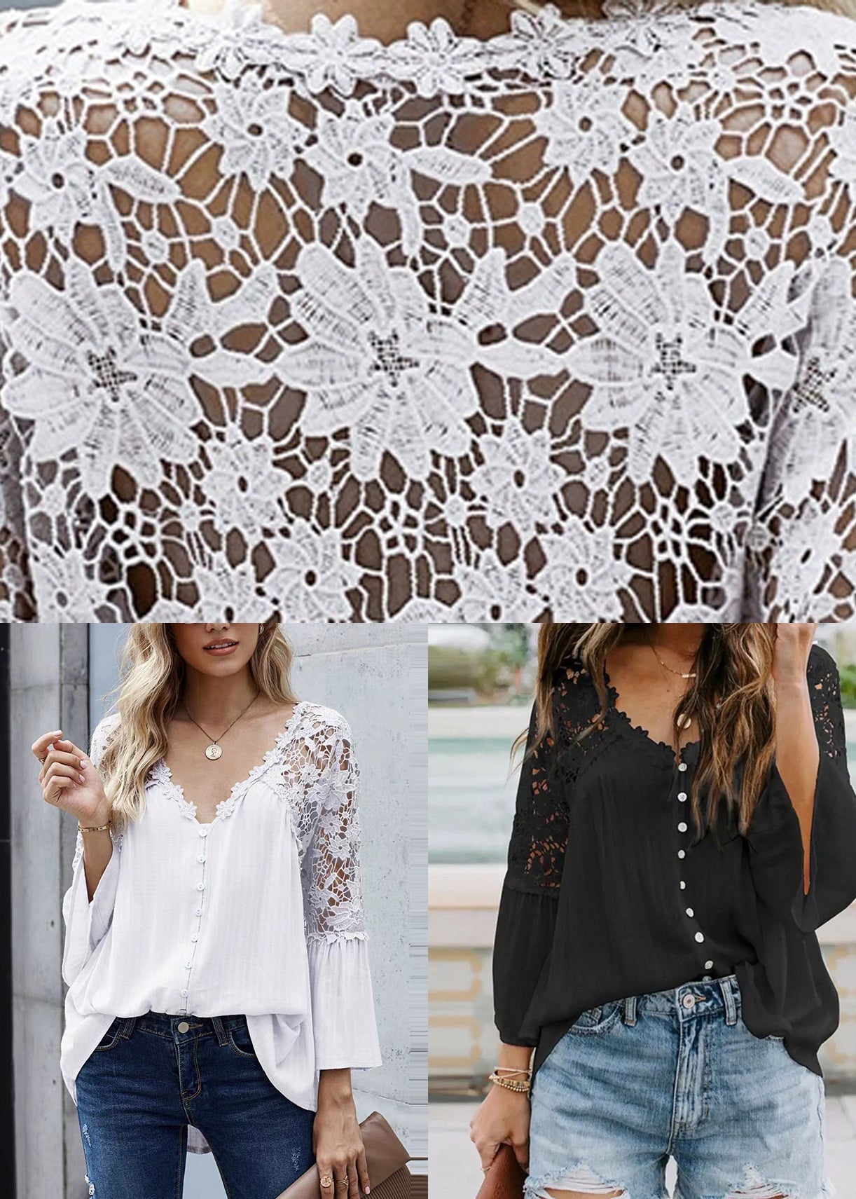 Hollow Solid Tops V Fall Neck Black Out FashionChic