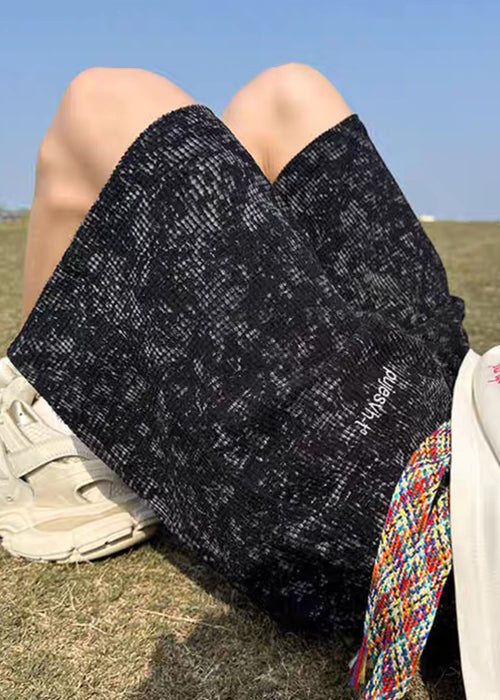 Pockets Letter Dye Tie Black Summer Men Cotton Shorts FashionChic