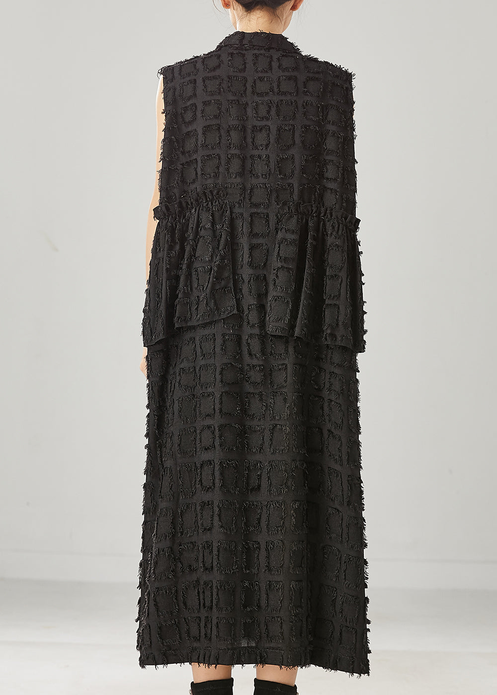 Black Loose Cotton Long Vests Tasseled Spring YU1004 Ada Fashion