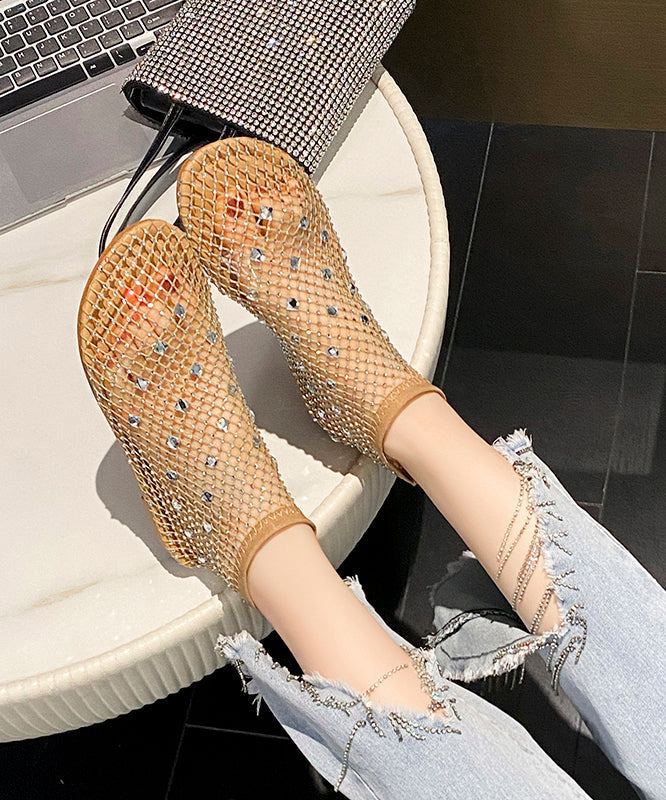 Multi Black Chic Zircon Boots Mesh Splicing Breathable FashionChic