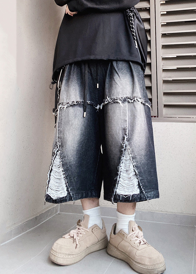 Oversized Original Waist Shorts Men Elastic Summer Design Black FashionChic
