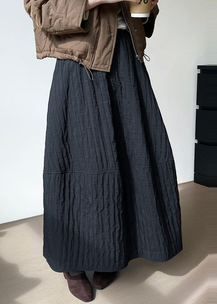 Black Patchwork Cotton Skirt Oversized Spring YK029 OM-MZF250306